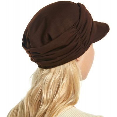 Skullies & Beanies Fashion Hat Cap with Brim Visor for Woman Ladies- Best for Daily Use - Medium Brown - CW18TO77A63 $11.44