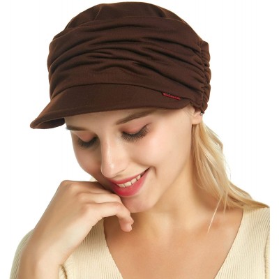 Skullies & Beanies Fashion Hat Cap with Brim Visor for Woman Ladies- Best for Daily Use - Medium Brown - CW18TO77A63 $11.44