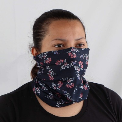 Balaclavas Seamless Bandana Tube Face Scarf - Navy Small Flowers - CP1996ZLH73 $13.83