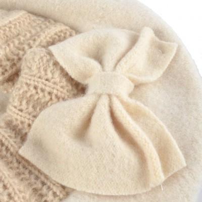 Berets Womens Beret 100% Wool French Beret Beanie Winter Hats Hy022 - Cream - C818HLAKD3Z $12.03