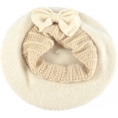 Berets Womens Beret 100% Wool French Beret Beanie Winter Hats Hy022 - Cream - C818HLAKD3Z $12.03