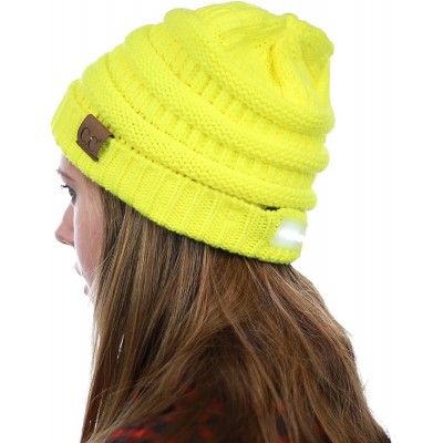 Skullies & Beanies LED Hands Free Light Winter Cable Knit Cuff Beanie Hat - Neon Yellow - C612J585JTB $7.38