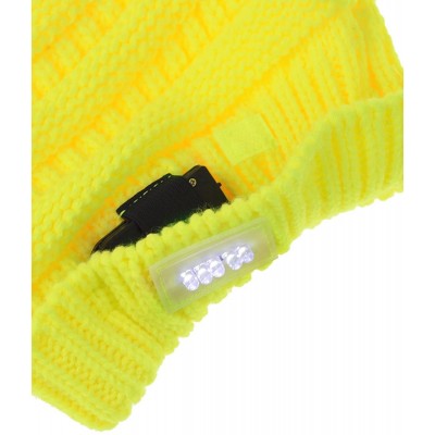Skullies & Beanies LED Hands Free Light Winter Cable Knit Cuff Beanie Hat - Neon Yellow - C612J585JTB $7.38
