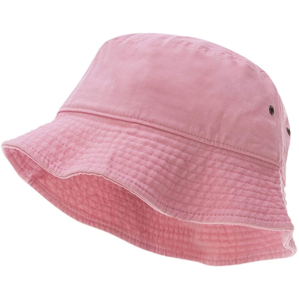 Bucket Hats 100% Cotton Bucket Hat for Men- Women- Kids - Summer Cap Fishing Hat - Light Pink - CS18DODKGZR $12.84