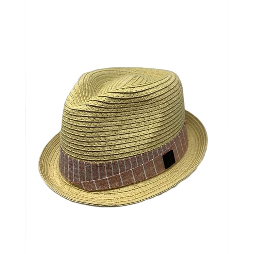 Fedoras Men Women Unisex Cool Summer Straw Upbrim Roll Up Fedora Hat Cap - Ht7803tan(l/Xl) - CE18WQC0IQ5 $12.89