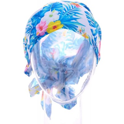 Skullies & Beanies Women Chemo Headscarf Pre Tied Hair Cover for Cancer - Blue Leaves - CX198KKD3RW $14.11