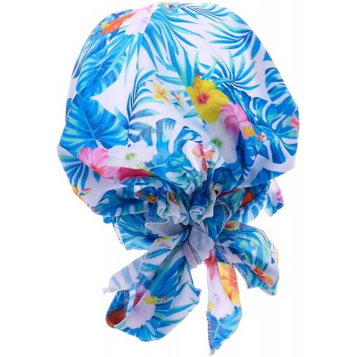 Skullies & Beanies Women Chemo Headscarf Pre Tied Hair Cover for Cancer - Blue Leaves - CX198KKD3RW $14.11