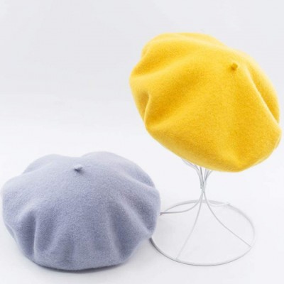Berets Solid Color Classic French Artist Beret Hat 100% Wool - Wine - C118I029I6E $9.76