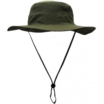 Sun Hats Outdoor Mesh Sun Hat Wide Brim Sun Protection Hat Fishing Hiking Hat - 1-army Green - CI12EQGGGOT $39.34