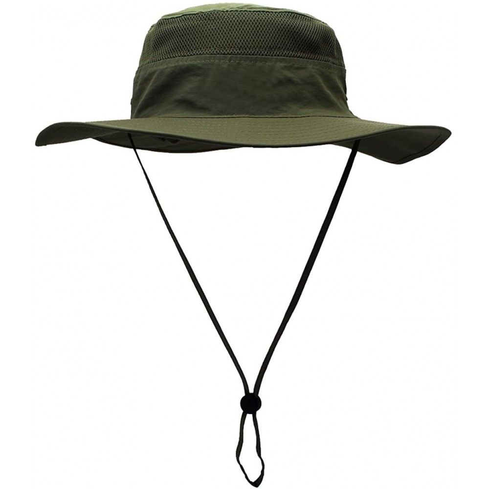 Sun Hats Outdoor Mesh Sun Hat Wide Brim Sun Protection Hat Fishing Hiking Hat - 1-army Green - CI12EQGGGOT $16.99