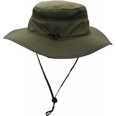 Sun Hats Outdoor Mesh Sun Hat Wide Brim Sun Protection Hat Fishing Hiking Hat - 1-army Green - CI12EQGGGOT $16.99