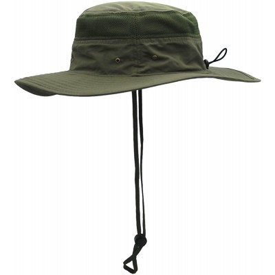 Sun Hats Outdoor Mesh Sun Hat Wide Brim Sun Protection Hat Fishing Hiking Hat - 1-army Green - CI12EQGGGOT $16.99