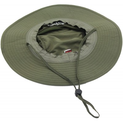 Sun Hats Outdoor Mesh Sun Hat Wide Brim Sun Protection Hat Fishing Hiking Hat - 1-army Green - CI12EQGGGOT $16.99