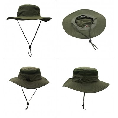 Sun Hats Outdoor Mesh Sun Hat Wide Brim Sun Protection Hat Fishing Hiking Hat - 1-army Green - CI12EQGGGOT $16.99