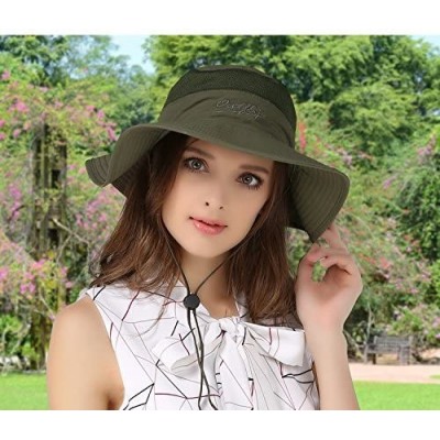 Sun Hats Outdoor Mesh Sun Hat Wide Brim Sun Protection Hat Fishing Hiking Hat - 1-army Green - CI12EQGGGOT $16.99