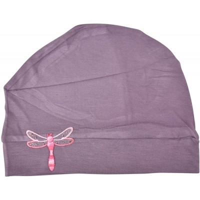Skullies & Beanies Chemo Beanie Sleep Cap Pink Dragonfly - Lavender - C6187232RNX $17.38