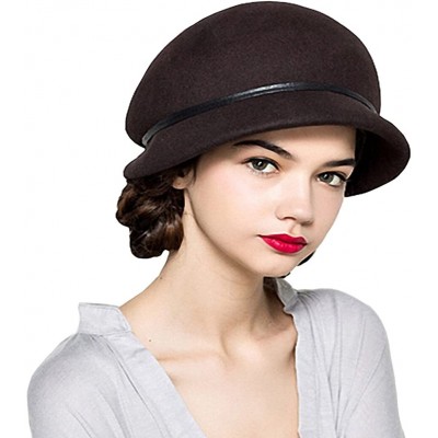 Berets Women's Belt Wool Beret Cap - Coffe - CL12MCICCZ5 $43.21