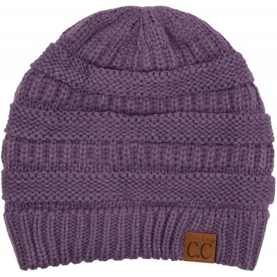 Skullies & Beanies Women's Thick Soft Knit Beanie Cap Hat - Violet - CK192M4A9WC $8.89