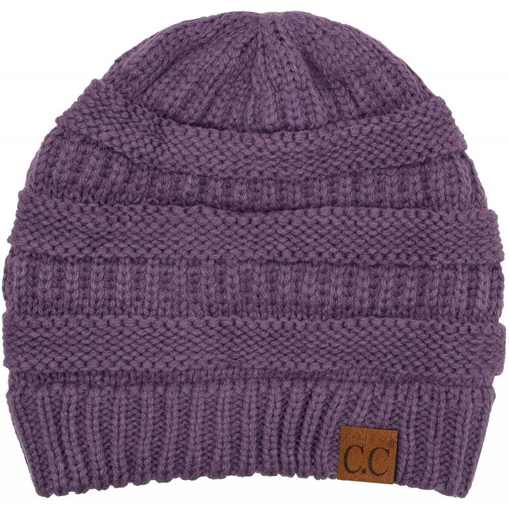 Skullies & Beanies Women's Thick Soft Knit Beanie Cap Hat - Violet - CK192M4A9WC $8.89