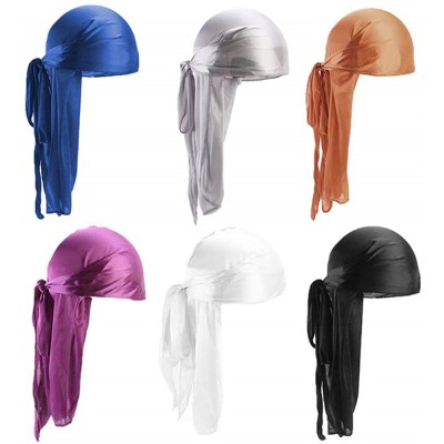Skullies & Beanies Silky Durag for Men Women Soft Headwrap Du-Rag with Long Tail and Wide Straps for 360 Waves - Silk Durag 3...