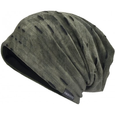 Skullies & Beanies Men's Chic Striped Thin Baggy Slouch Summer Beanie Skull Cap Hat - 9c-green - C118E6XRCO7 $14.09