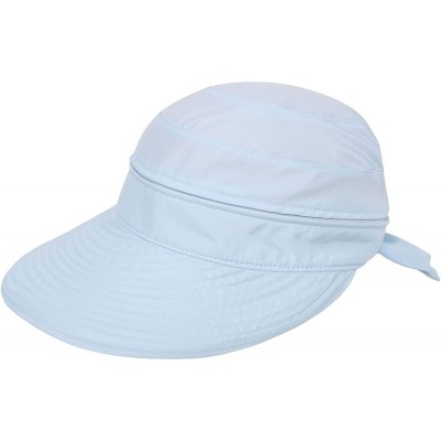 Visors Women's UV Protection Wide Brim Summer 2in1 Visor Sun Hat - Blue - C512C27ZZ7D $31.24