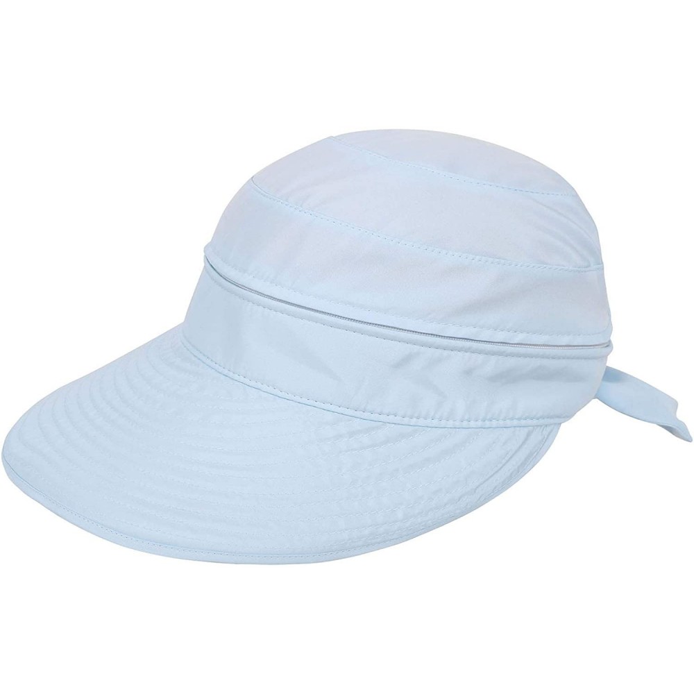 Visors Women's UV Protection Wide Brim Summer 2in1 Visor Sun Hat - Blue - C512C27ZZ7D $16.16