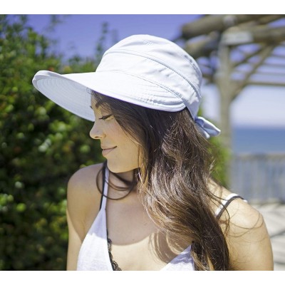Visors Women's UV Protection Wide Brim Summer 2in1 Visor Sun Hat - Blue - C512C27ZZ7D $16.16