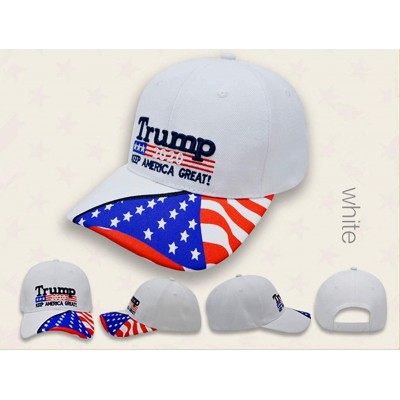 Baseball Caps Make America Great Again Donald Trump USA Cap Adjustable Baseball Hat - White 2 - CB18WELYCUE $8.16