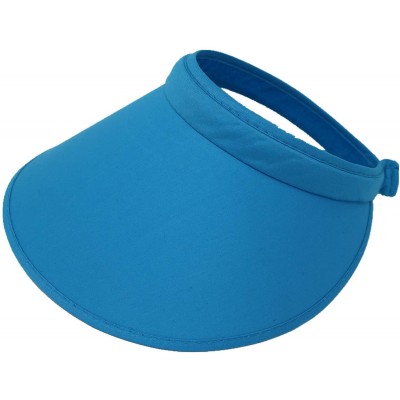 Sun Hats Women's Summer Sun UV Protection Visor Wide Brim Clip on Beach Pool Golf Cap Hat - Blue - CF18RGO6X8C $13.77