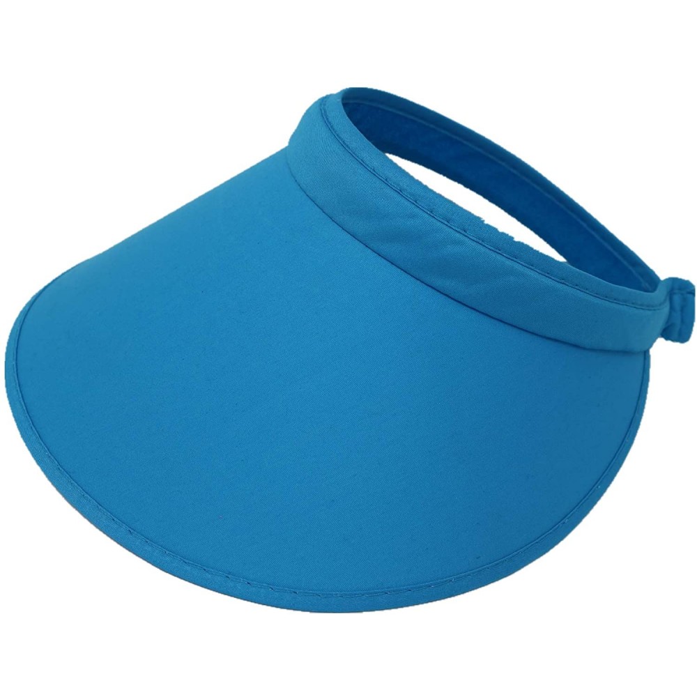 Sun Hats Women's Summer Sun UV Protection Visor Wide Brim Clip on Beach Pool Golf Cap Hat - Blue - CF18RGO6X8C $13.77