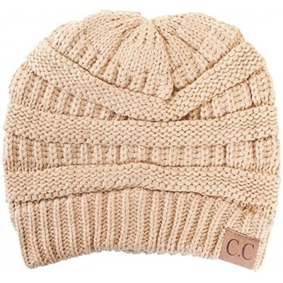 Skullies & Beanies Trendy Warm Chunky Soft Stretch Cable Knit Beanie Skull Cap - Camel - C1126QDGCOT $20.14