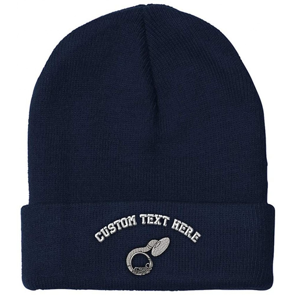 Skullies & Beanies Custom Beanie for Men & Women Sousaphone Music A Embroidery Skull Cap Hat - Navy - CW18ZS3K95R $18.04