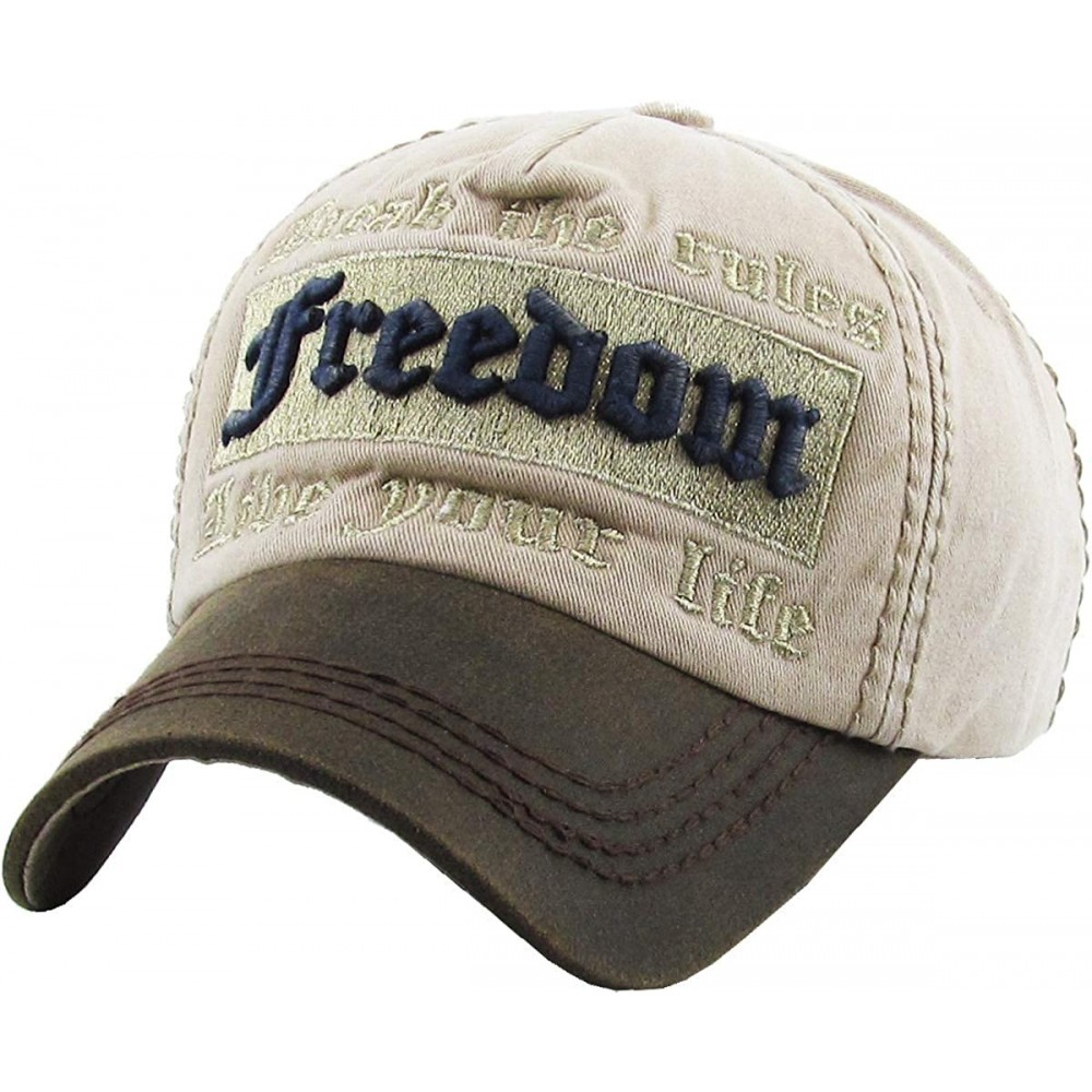 Baseball Caps Good Vibes ONLY Cool Vintage Design Dad Hat Baseball Cap Polo Style Adjustable - (4.2) Khaki Freedom - CH18I9M9...