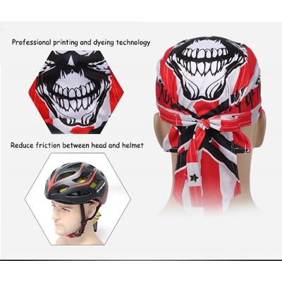 Headbands Sweat Wicking Beanie Skull Cap Adjustable Cycling Hat Wrap Dew Rag Women Men - Wolf - C418E5HR27L $10.58