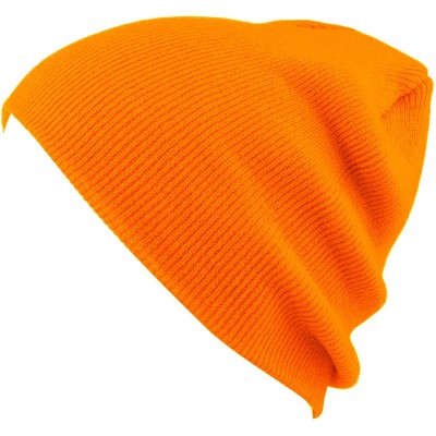 Skullies & Beanies Made in USA Unisex Short Solid Beanie Skull Cap - Orange - CC12N9M4MO9 $7.73