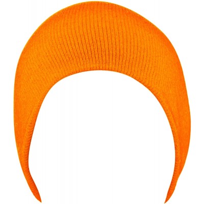 Skullies & Beanies Made in USA Unisex Short Solid Beanie Skull Cap - Orange - CC12N9M4MO9 $7.73