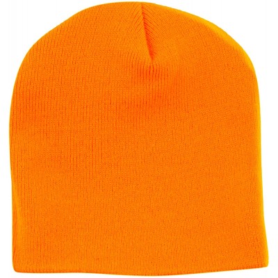 Skullies & Beanies Made in USA Unisex Short Solid Beanie Skull Cap - Orange - CC12N9M4MO9 $7.73