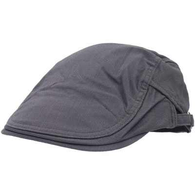 Newsboy Caps Solid Color Canvas Strap Newsboy Cap Driving Cabby Ivy Golf Beret Hat - Light Gray - CH17AZSHD33 $14.82