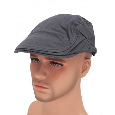 Newsboy Caps Solid Color Canvas Strap Newsboy Cap Driving Cabby Ivy Golf Beret Hat - Light Gray - CH17AZSHD33 $14.82