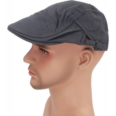 Newsboy Caps Solid Color Canvas Strap Newsboy Cap Driving Cabby Ivy Golf Beret Hat - Light Gray - CH17AZSHD33 $14.82