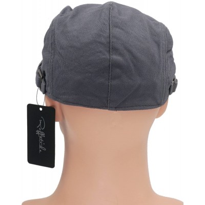 Newsboy Caps Solid Color Canvas Strap Newsboy Cap Driving Cabby Ivy Golf Beret Hat - Light Gray - CH17AZSHD33 $14.82