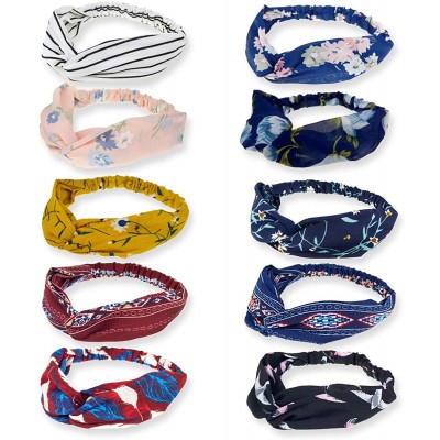 Headbands 10 Pack Boho Headbands for Women Vintage Cross Elastic Head Wrap Hair Accessories - CY18CL42HUH $14.75