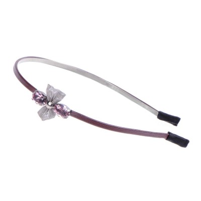 Headbands Cute Ribbon with Rhinestones Hairband Hair Hoop for Girls Women(Wine red） - Wine red - CD18LMR5E9G $14.47