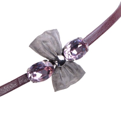 Headbands Cute Ribbon with Rhinestones Hairband Hair Hoop for Girls Women(Wine red） - Wine red - CD18LMR5E9G $14.47