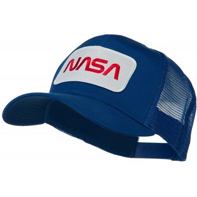 Baseball Caps NASA Logo Embroidered Patched Mesh Back Cap - Royal - CC11KNJDGRT $23.15