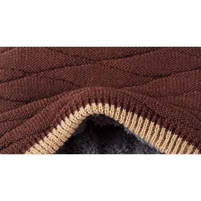 Skullies & Beanies Men's Knit Thicken and Fleece Lining Beanie Hat Winter Slouchy Warm Cap - Coffee Xl - CW18NS5L5ZR $8.46