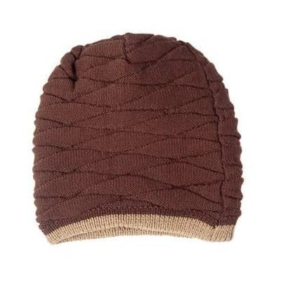 Skullies & Beanies Men's Knit Thicken and Fleece Lining Beanie Hat Winter Slouchy Warm Cap - Coffee Xl - CW18NS5L5ZR $8.46