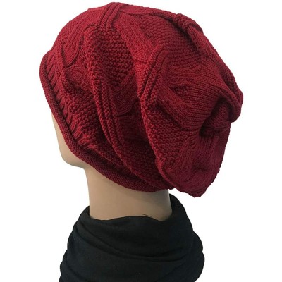 Skullies & Beanies Winter Hats for Women-Warm Chunky Soft Cable Knit Womens Beanie Hats (B-red/gray/black-3pcs) - C4193Q4EN9W...