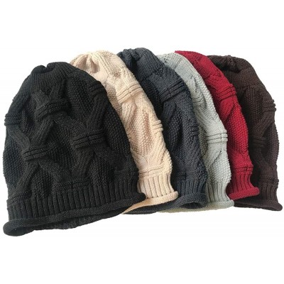 Skullies & Beanies Winter Hats for Women-Warm Chunky Soft Cable Knit Womens Beanie Hats (B-red/gray/black-3pcs) - C4193Q4EN9W...